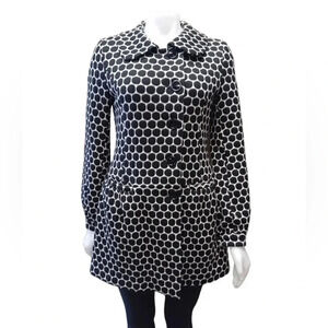 Le Chateau Black White Circular Pattern  Lined Jacket Size XXS